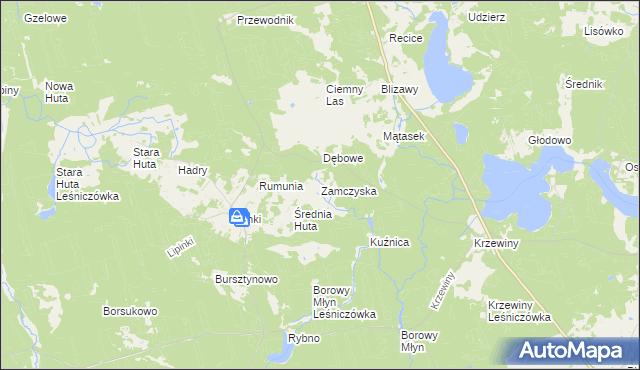 mapa Zamczyska, Zamczyska na mapie Targeo