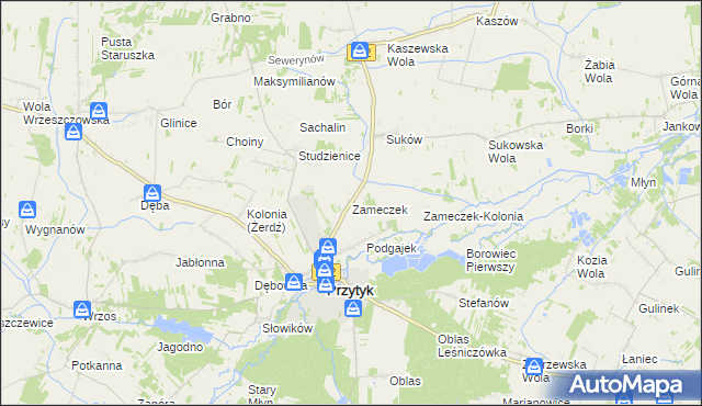 mapa Zameczek gmina Przytyk, Zameczek gmina Przytyk na mapie Targeo