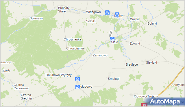 mapa Zaminowo, Zaminowo na mapie Targeo
