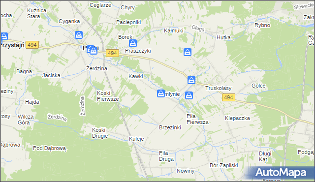 mapa Zamłynie gmina Wręczyca Wielka, Zamłynie gmina Wręczyca Wielka na mapie Targeo