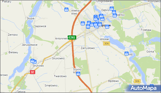mapa Zamysłowo, Zamysłowo na mapie Targeo