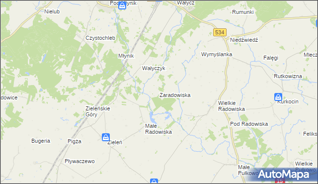 mapa Zaradowiska, Zaradowiska na mapie Targeo