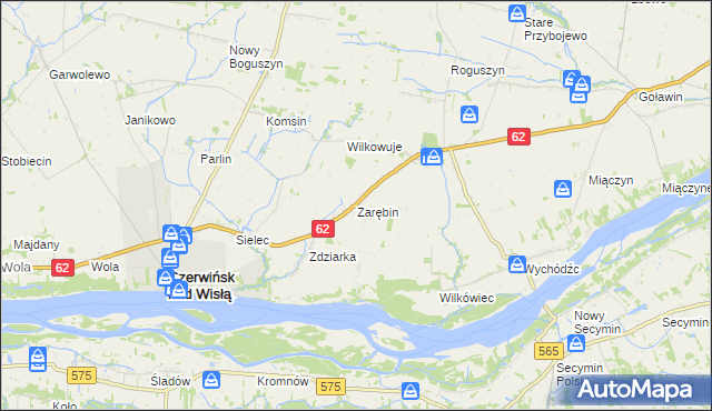mapa Zarębin, Zarębin na mapie Targeo