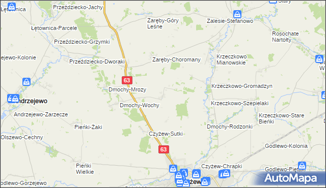 mapa Zaręby-Bindugi, Zaręby-Bindugi na mapie Targeo