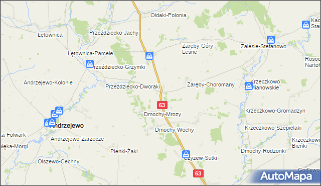 mapa Zaręby-Bolędy, Zaręby-Bolędy na mapie Targeo