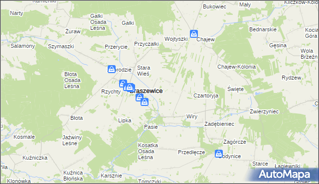 mapa Żarnów gmina Brąszewice, Żarnów gmina Brąszewice na mapie Targeo
