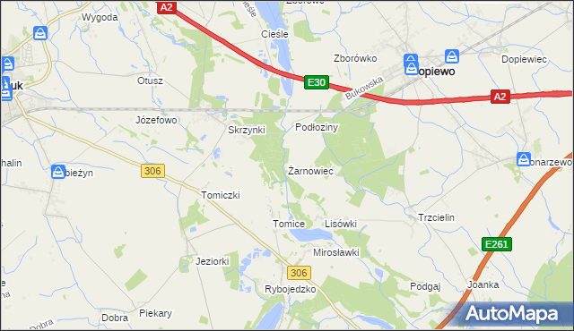 mapa Żarnowiec gmina Dopiewo, Żarnowiec gmina Dopiewo na mapie Targeo