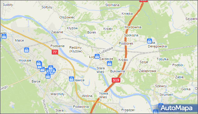 mapa Zarzecze gmina Nisko, Zarzecze gmina Nisko na mapie Targeo