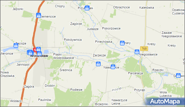 mapa Zarzecze gmina Wodzisław, Zarzecze gmina Wodzisław na mapie Targeo
