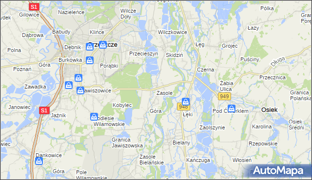 mapa Zasole, Zasole na mapie Targeo