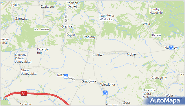 mapa Zasów, Zasów na mapie Targeo