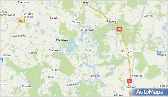 mapa Zatyki gmina Gołdap, Zatyki gmina Gołdap na mapie Targeo