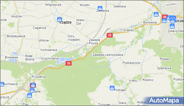 mapa Zawada-Leśniczówka, Zawada-Leśniczówka na mapie Targeo