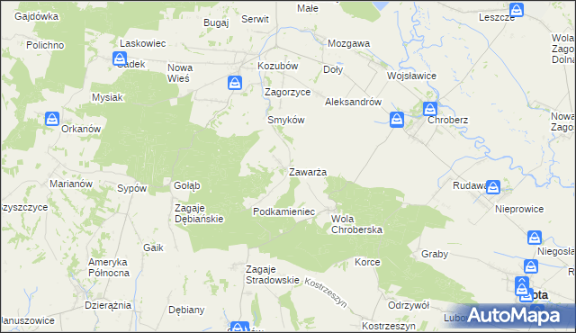 mapa Zawarża, Zawarża na mapie Targeo