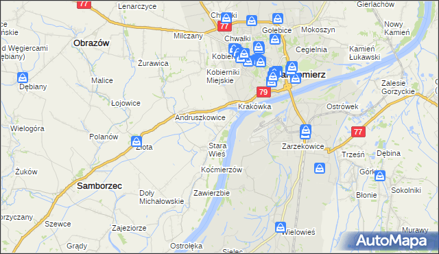 mapa Zawisełcze, Zawisełcze na mapie Targeo