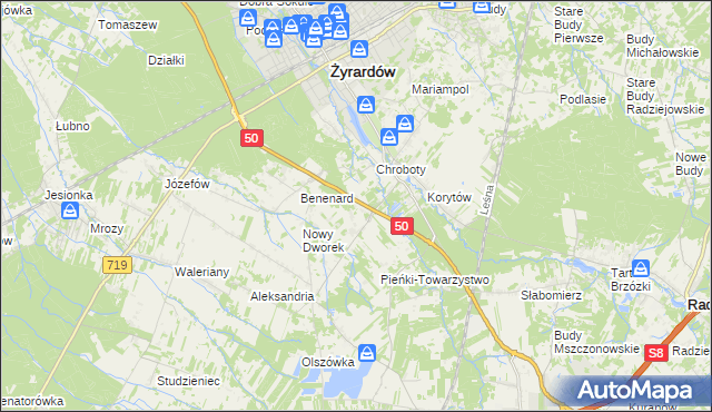 mapa Zazdrość gmina Radziejowice, Zazdrość gmina Radziejowice na mapie Targeo