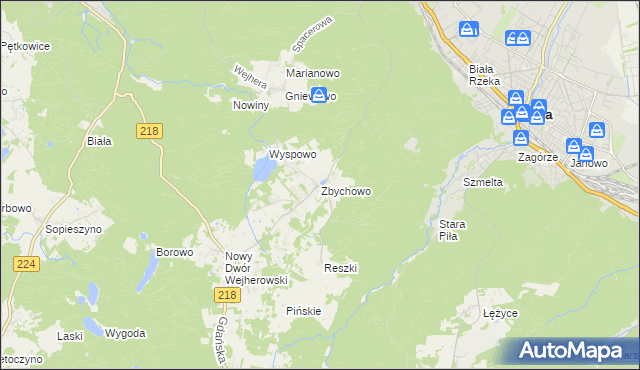 mapa Zbychowo, Zbychowo na mapie Targeo