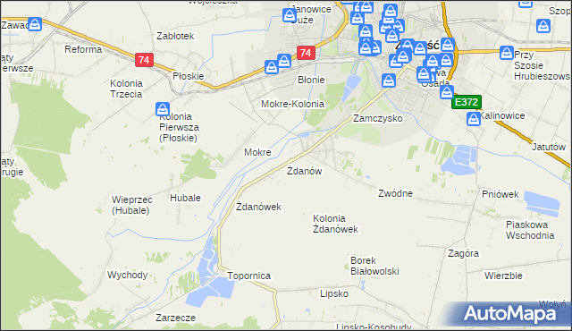 mapa Żdanów gmina Zamość, Żdanów gmina Zamość na mapie Targeo