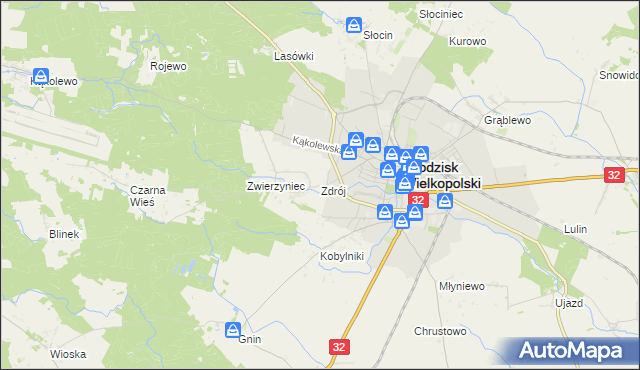 mapa Zdrój gmina Grodzisk Wielkopolski, Zdrój gmina Grodzisk Wielkopolski na mapie Targeo