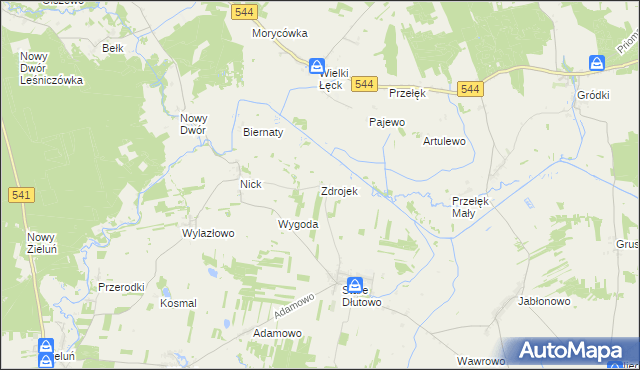 mapa Zdrojek gmina Lidzbark, Zdrojek gmina Lidzbark na mapie Targeo