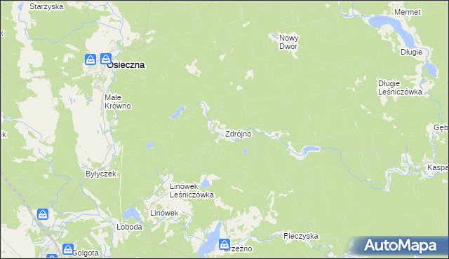 mapa Zdrójno gmina Osieczna, Zdrójno gmina Osieczna na mapie Targeo