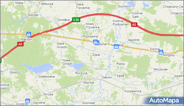 mapa Żdżar gmina Kotuń, Żdżar gmina Kotuń na mapie Targeo