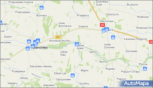 mapa Zdziar Wielki, Zdziar Wielki na mapie Targeo