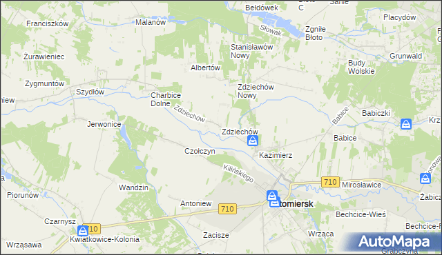 mapa Zdziechów gmina Lutomiersk, Zdziechów gmina Lutomiersk na mapie Targeo