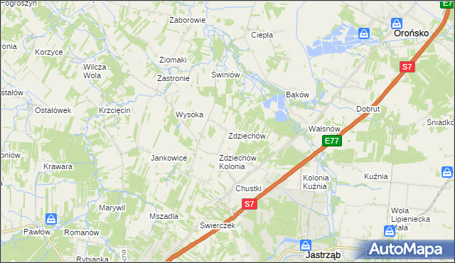 mapa Zdziechów gmina Szydłowiec, Zdziechów gmina Szydłowiec na mapie Targeo