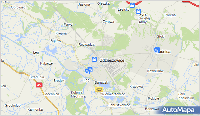 mapa Zdzieszowice, Zdzieszowice na mapie Targeo