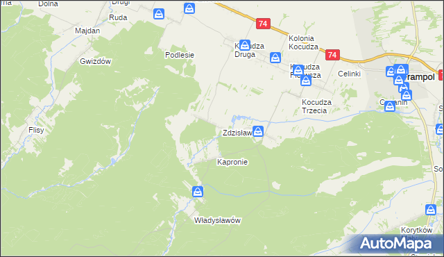 mapa Zdzisławice gmina Dzwola, Zdzisławice gmina Dzwola na mapie Targeo