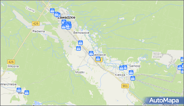 mapa Żędowice, Żędowice na mapie Targeo