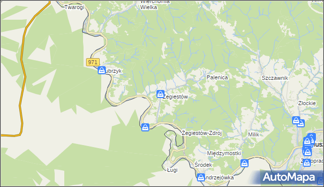 mapa Żegiestów, Żegiestów na mapie Targeo