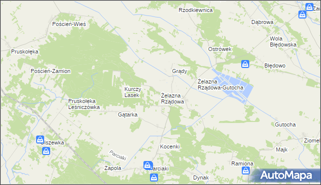 mapa Żelazna Rządowa, Żelazna Rządowa na mapie Targeo