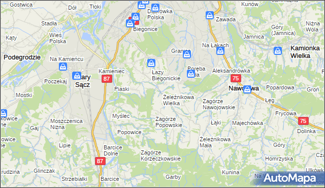 mapa Żeleźnikowa Wielka, Żeleźnikowa Wielka na mapie Targeo