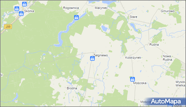 mapa Zelgniewo, Zelgniewo na mapie Targeo