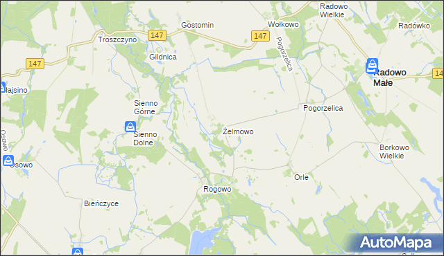 mapa Żelmowo, Żelmowo na mapie Targeo