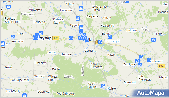 mapa Żerdzina, Żerdzina na mapie Targeo