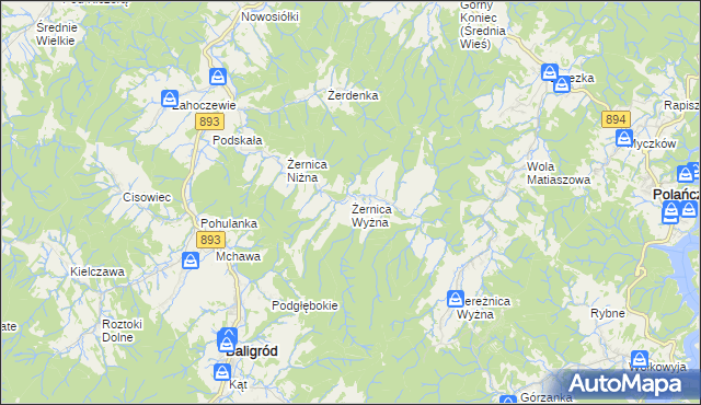 mapa Żernica Wyżna, Żernica Wyżna na mapie Targeo