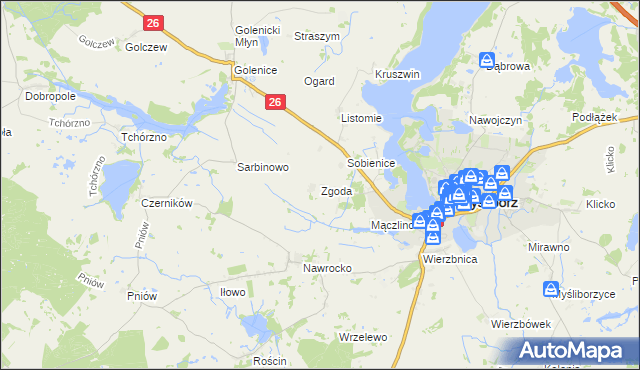 mapa Zgoda gmina Myślibórz, Zgoda gmina Myślibórz na mapie Targeo