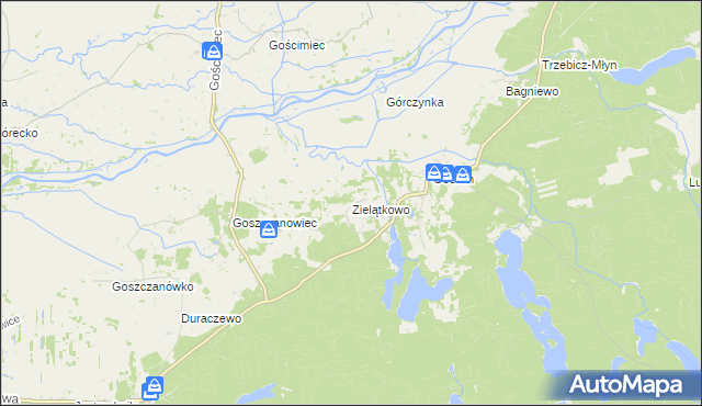 mapa Zielątkowo gmina Drezdenko, Zielątkowo gmina Drezdenko na mapie Targeo