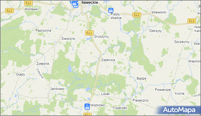 mapa Zielenica gmina Górowo Iławeckie, Zielenica gmina Górowo Iławeckie na mapie Targeo