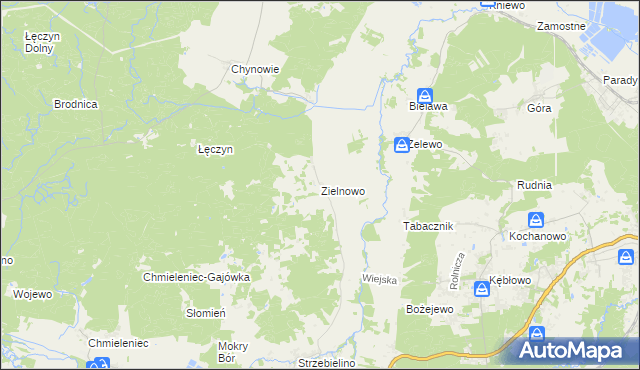 mapa Zielnowo gmina Luzino, Zielnowo gmina Luzino na mapie Targeo