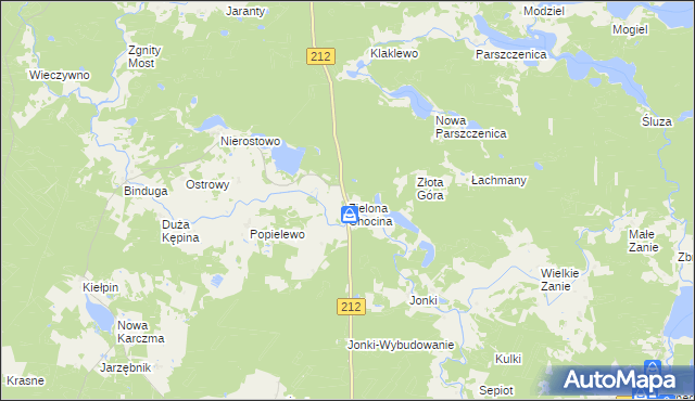 mapa Zielona Chocina, Zielona Chocina na mapie Targeo