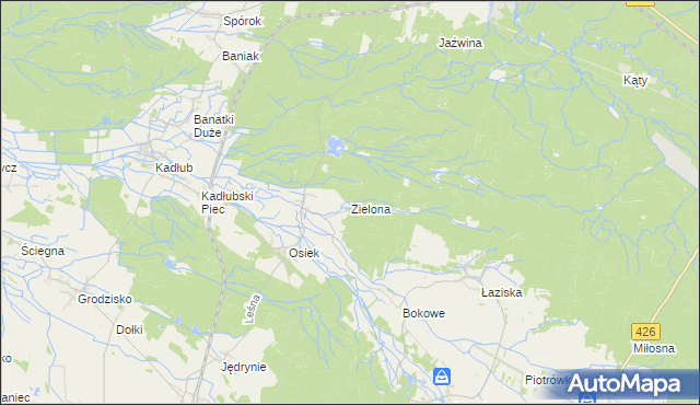 mapa Zielona gmina Jemielnica, Zielona gmina Jemielnica na mapie Targeo