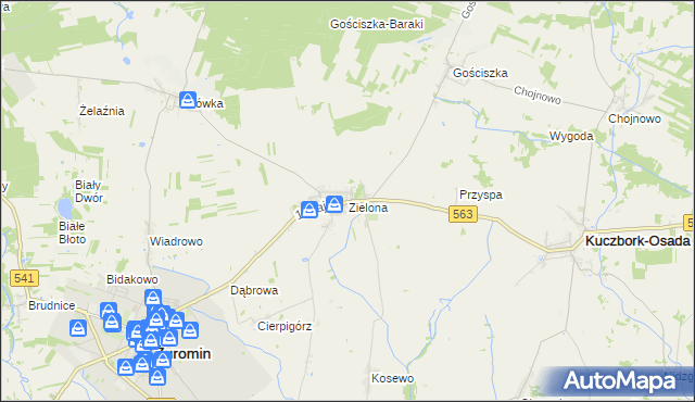 mapa Zielona gmina Kuczbork-Osada, Zielona gmina Kuczbork-Osada na mapie Targeo