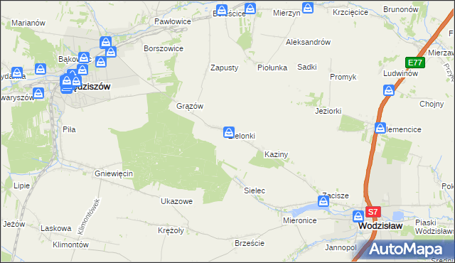 mapa Zielonki gmina Sędziszów, Zielonki gmina Sędziszów na mapie Targeo