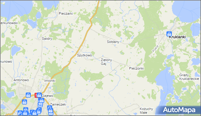 mapa Zielony Gaj gmina Giżycko, Zielony Gaj gmina Giżycko na mapie Targeo