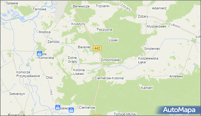 mapa Zimochowiec, Zimochowiec na mapie Targeo