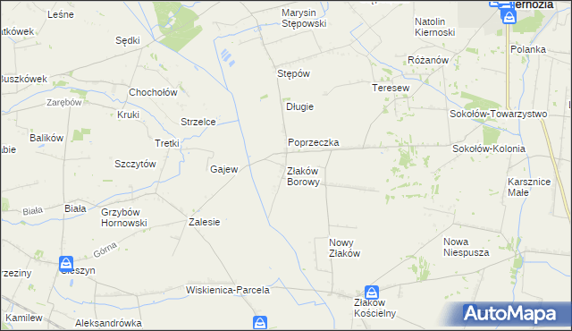 mapa Złaków Borowy, Złaków Borowy na mapie Targeo
